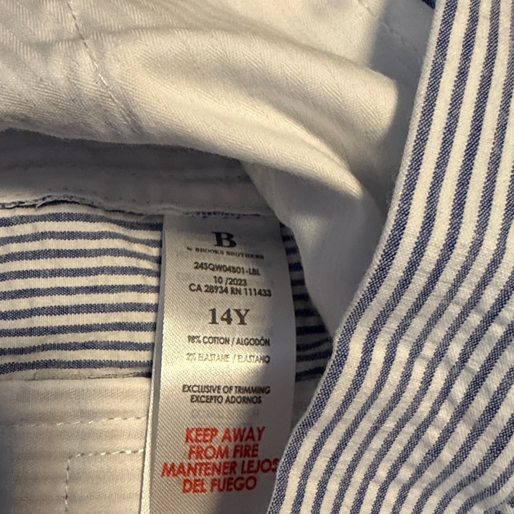 B by Brooks Brothers Blue & White Striped Shorts - Picture 3 of 5